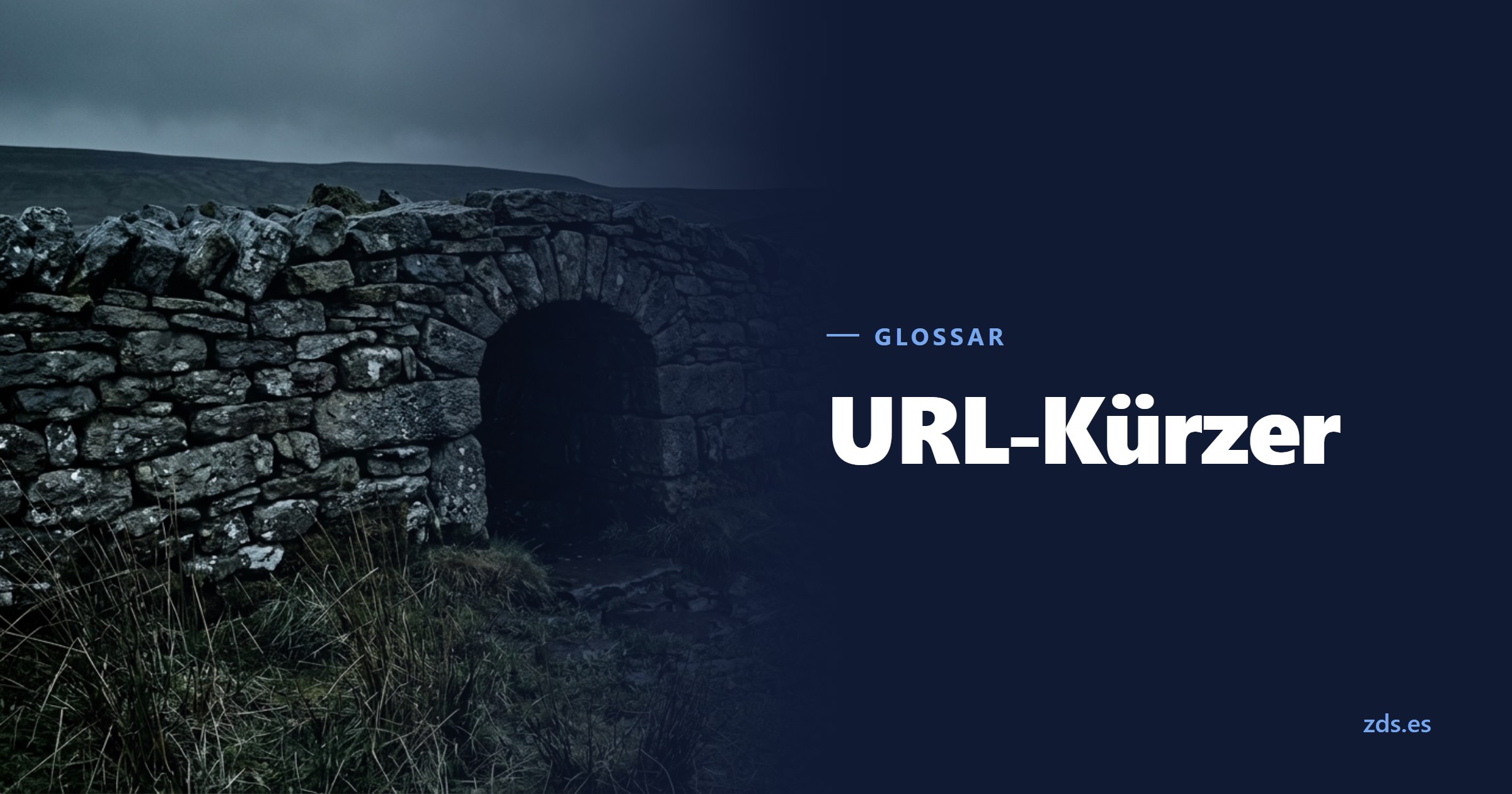 Ein niedriger Durchlass in einer langen Trockensteinmauer — daneben der Titel URL-Kürzer