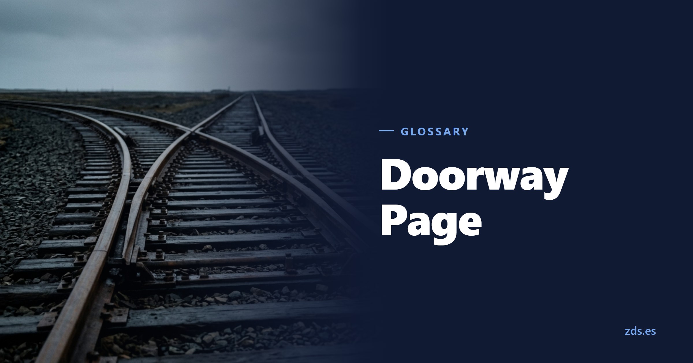 Several railway tracks converging into one across gravel ground — beside the title Doorway Page