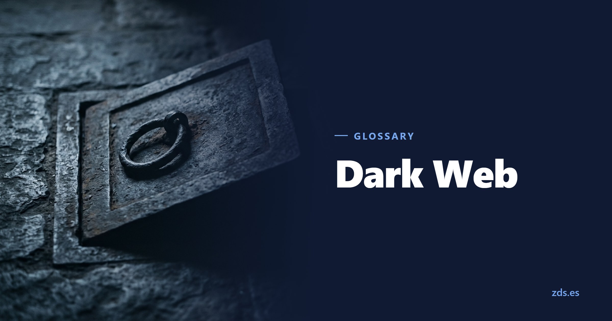A cellar hatch flush in a stone floor, opened a crack — beside the title Dark Web