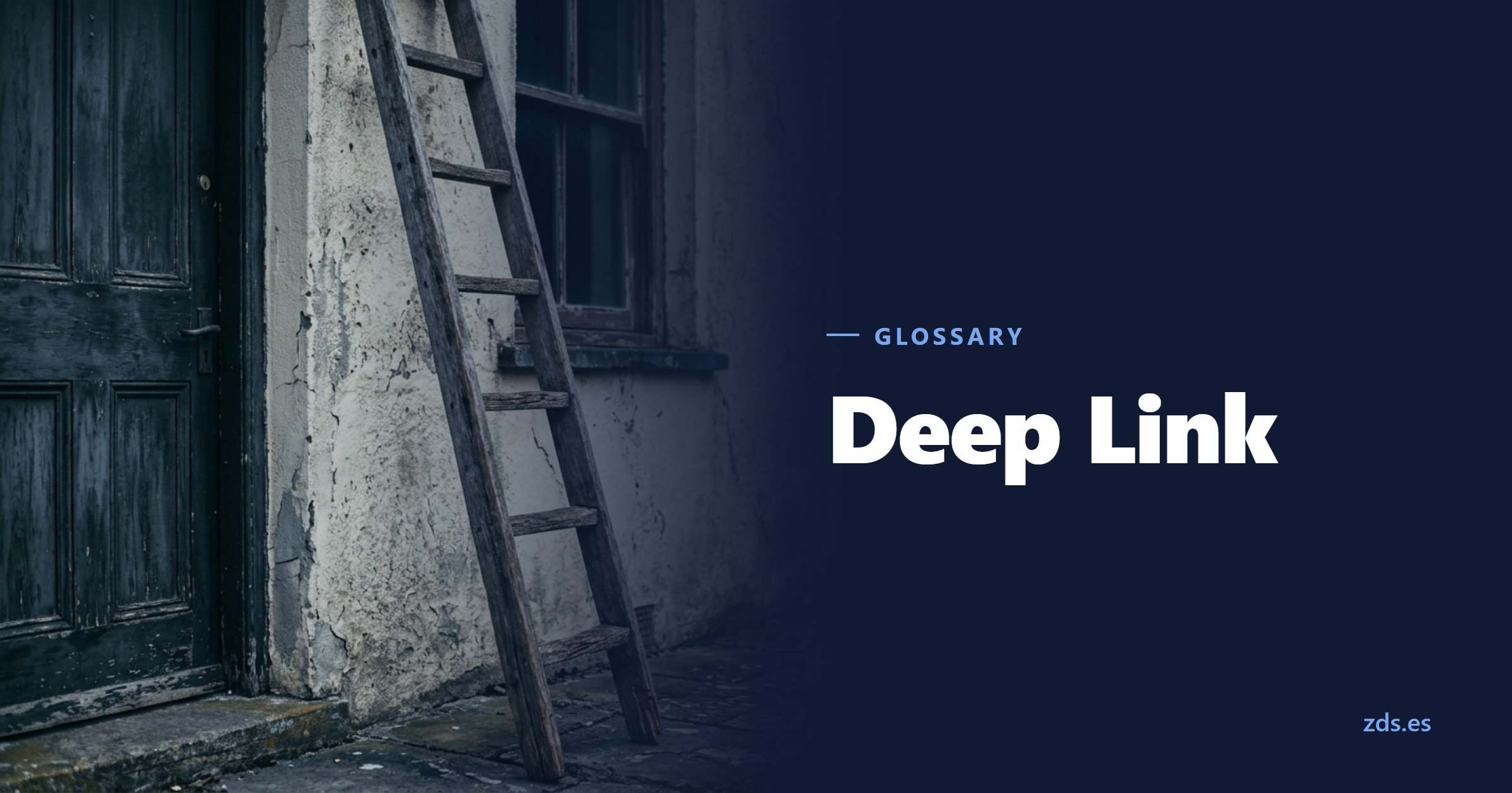 A ladder leaned against an upstairs window, the front door shut — beside the title Deep Link