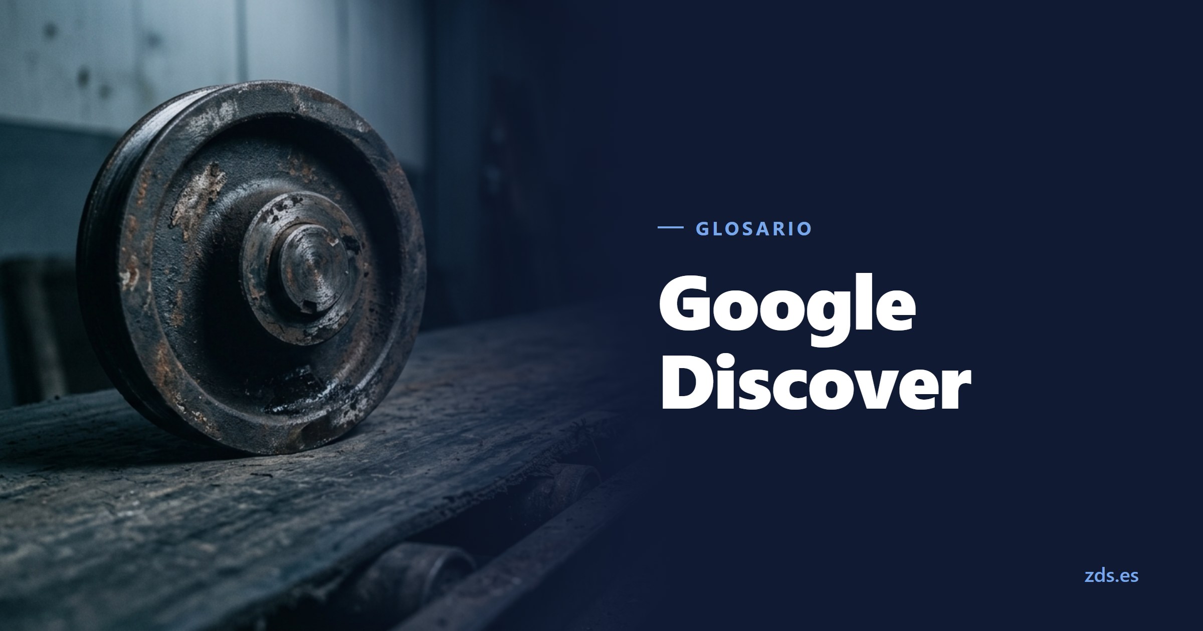 Una cinta transportadora gastada que cruza el encuadre, junto al título Google Discover