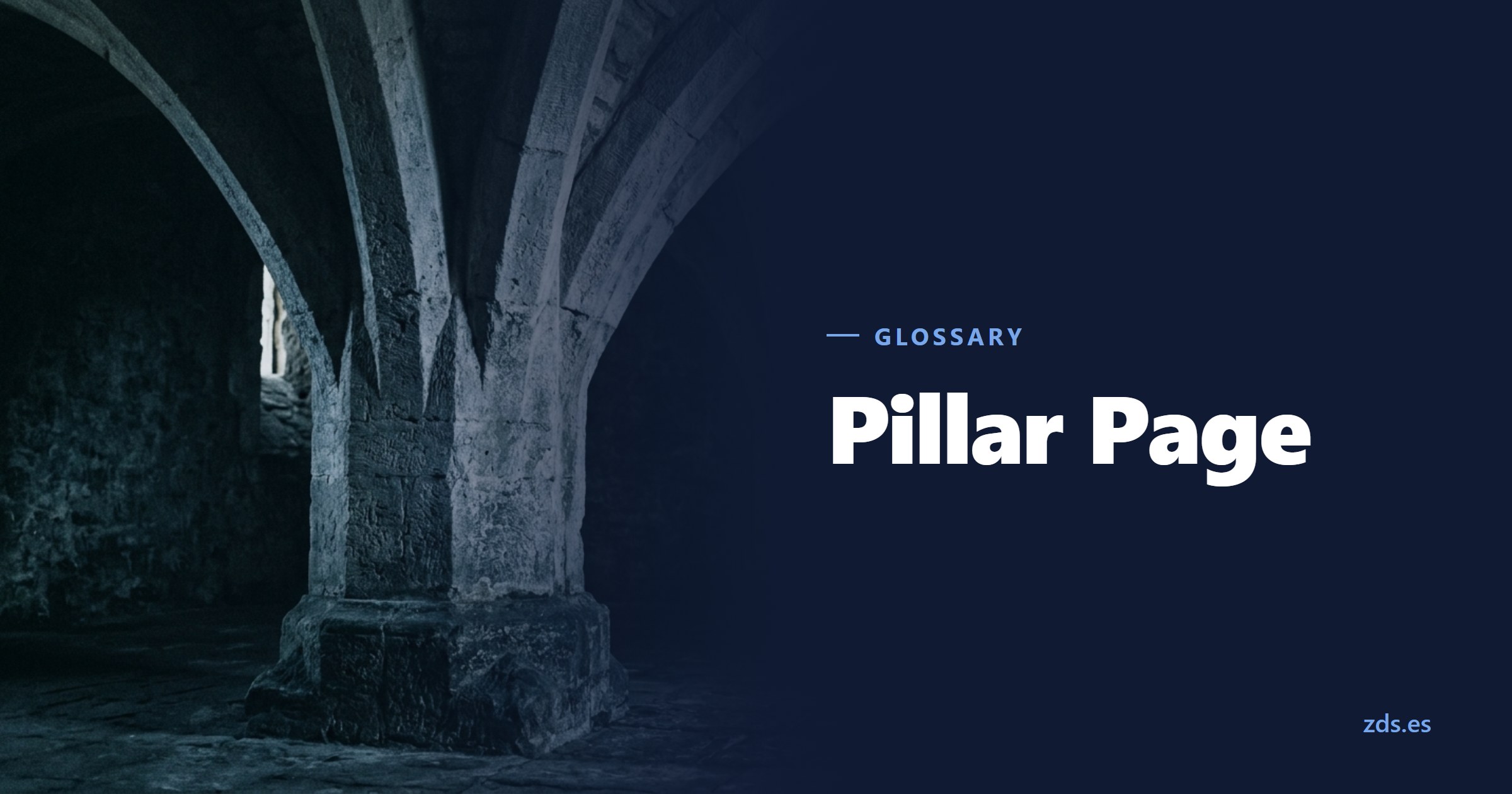 A massive stone column gathering the ribs of a vaulted ceiling — beside the title Pillar Page