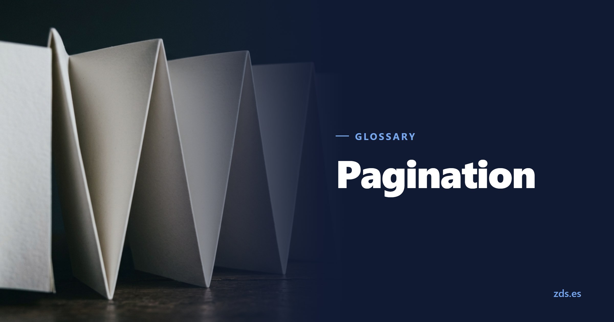 A paper leporello standing open in a zigzag on a table — beside the title Pagination