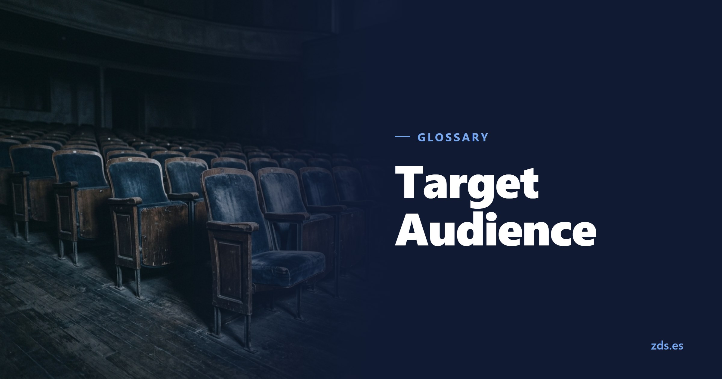 Rows of empty theatre seats seen from the stage — beside the title Target Audience