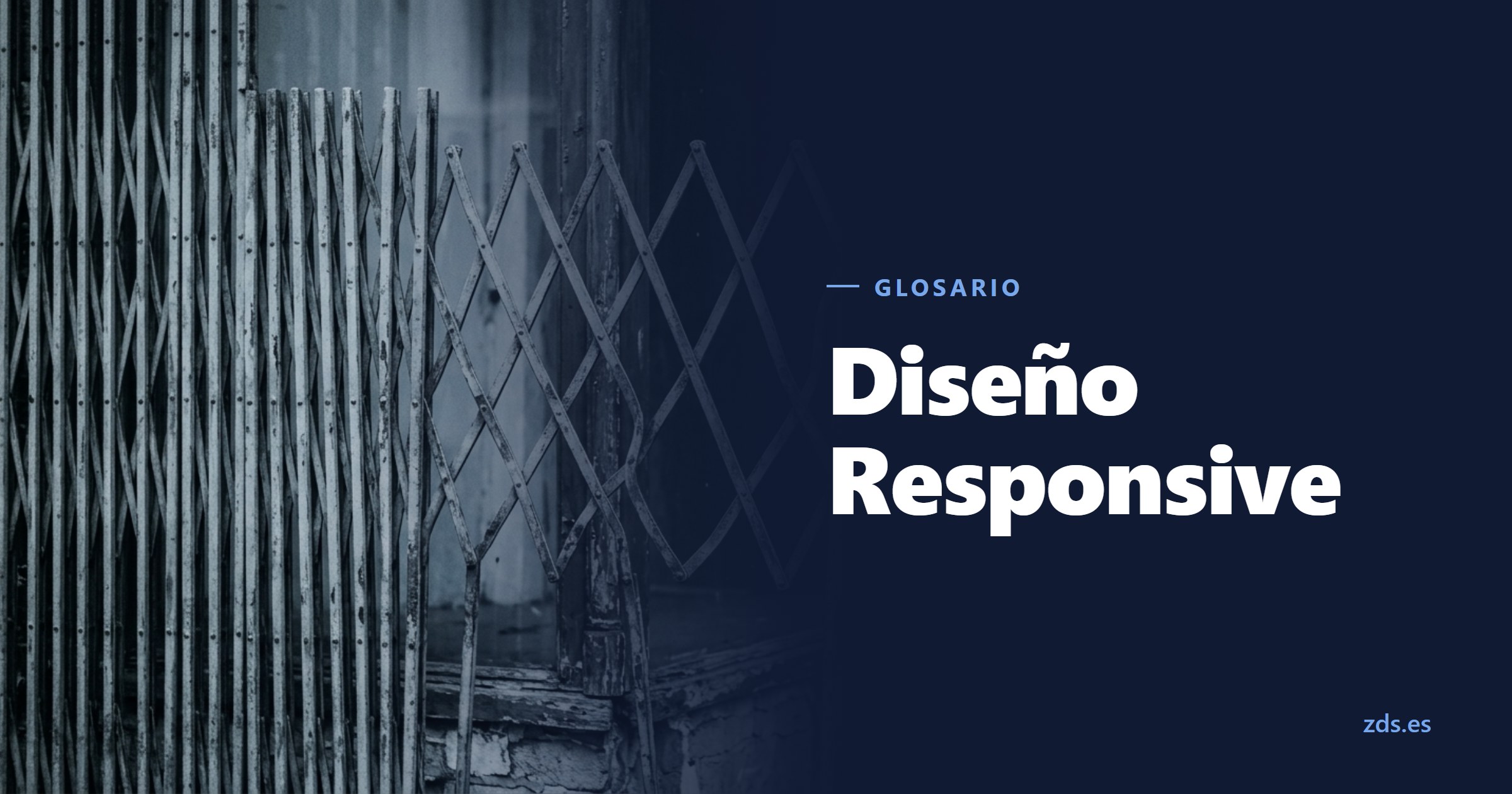 Una reja de tijera de hierro medio corrida, con el rombo comprimido y estirado, junto al título Diseño Responsive