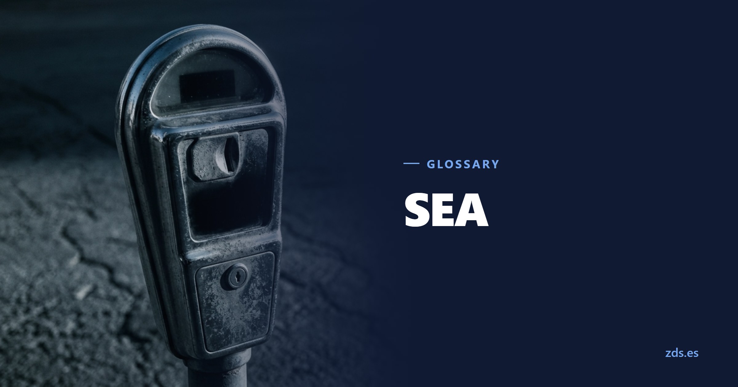 A coin-operated parking meter with a dark display — beside the title SEA