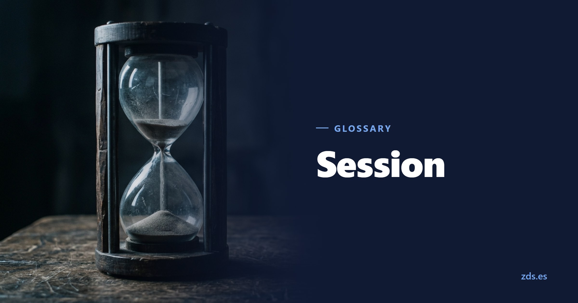 An hourglass with almost all its sand fallen through — beside the title Session