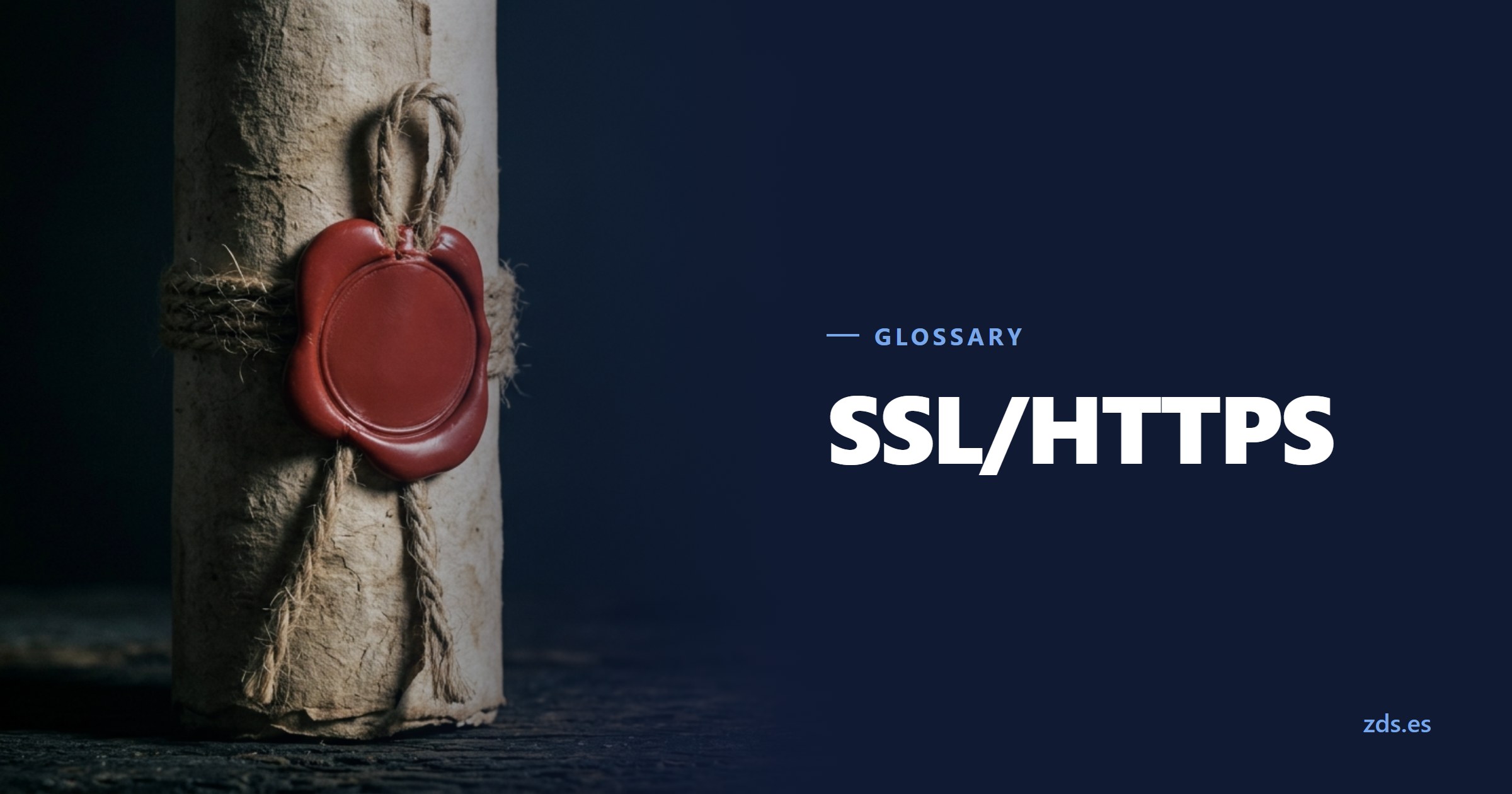 A smooth red wax seal over the cord of a rolled document — beside the title SSL/HTTPS