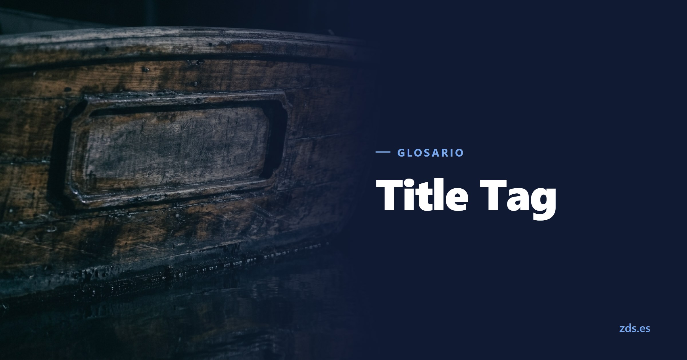 La popa barnizada de una barca con el rótulo del nombre vacío, junto al título Title Tag