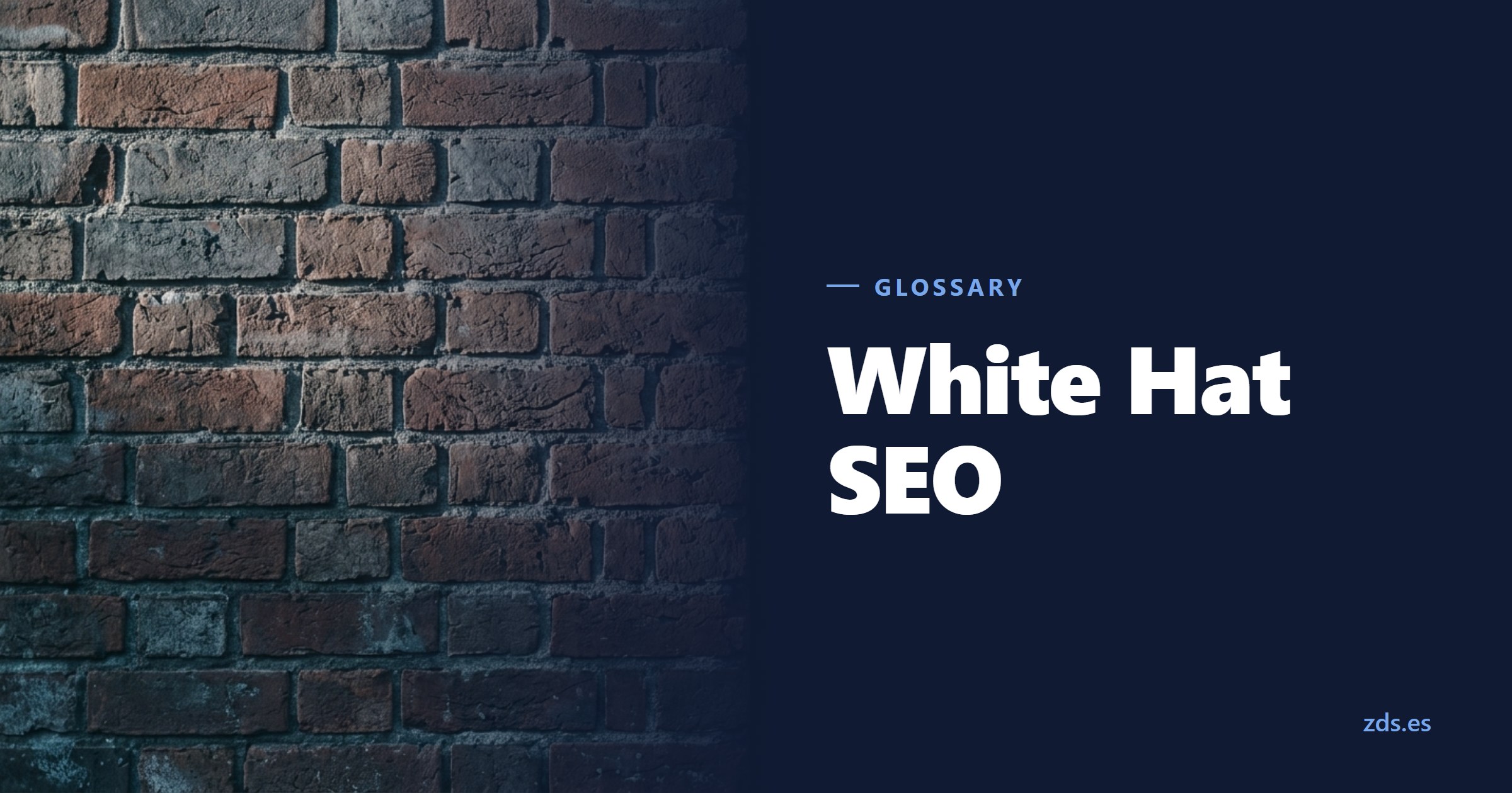 A brick wall laid in bond with clean joints and level courses — beside the title White Hat SEO